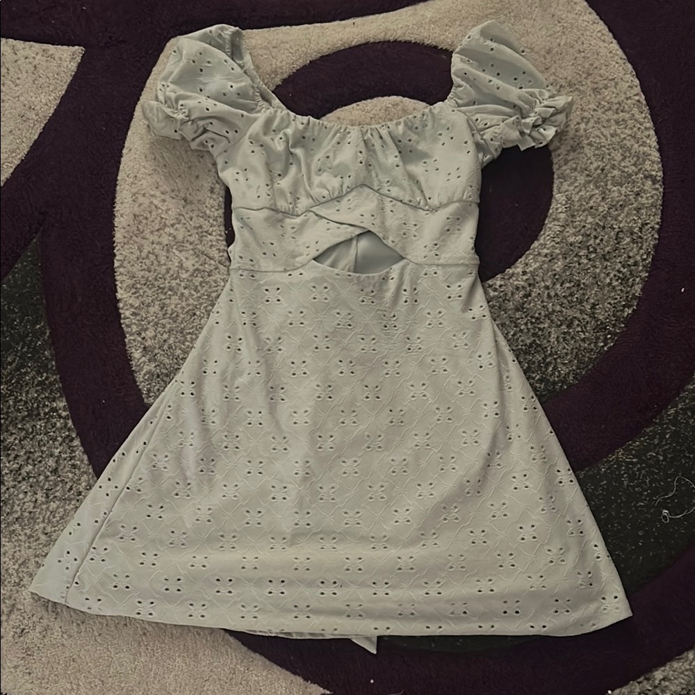 Rue21 Sage Green Puff Sleeve Mini Sundress